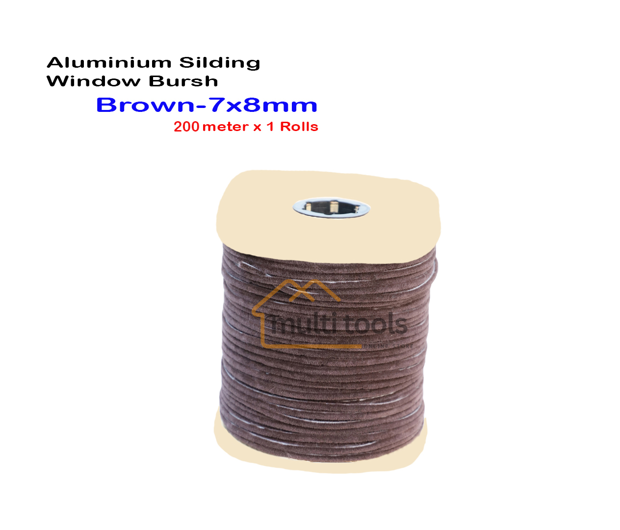 200M Aluminium Silding Window Bursh Brown 7X8Mm